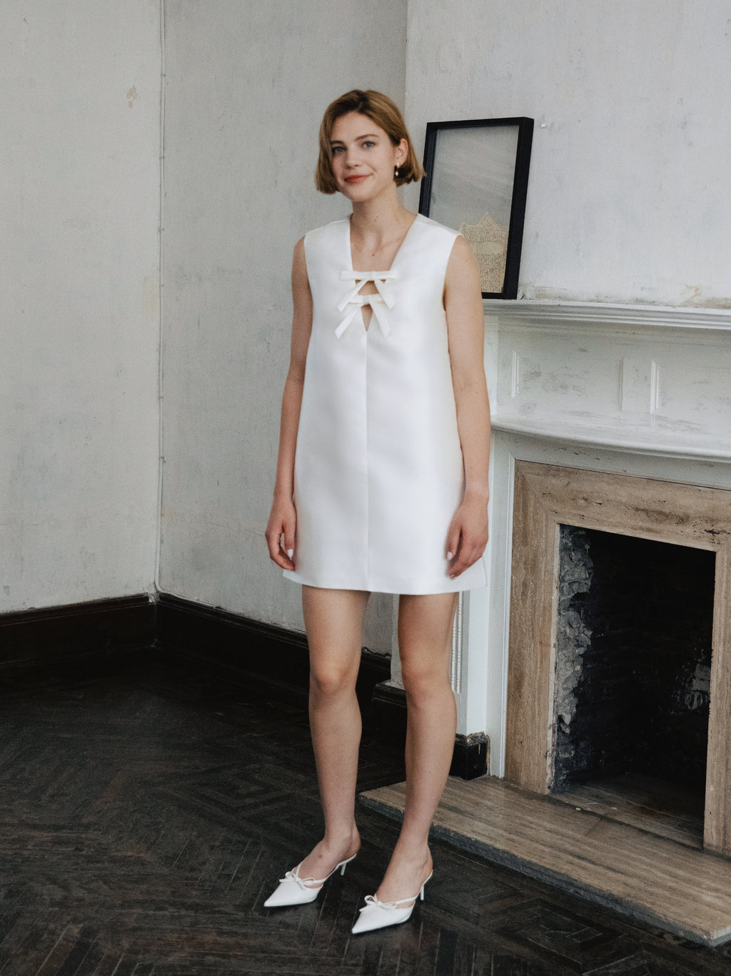 Satin Mini Wedding Dress for Civil Ceremony