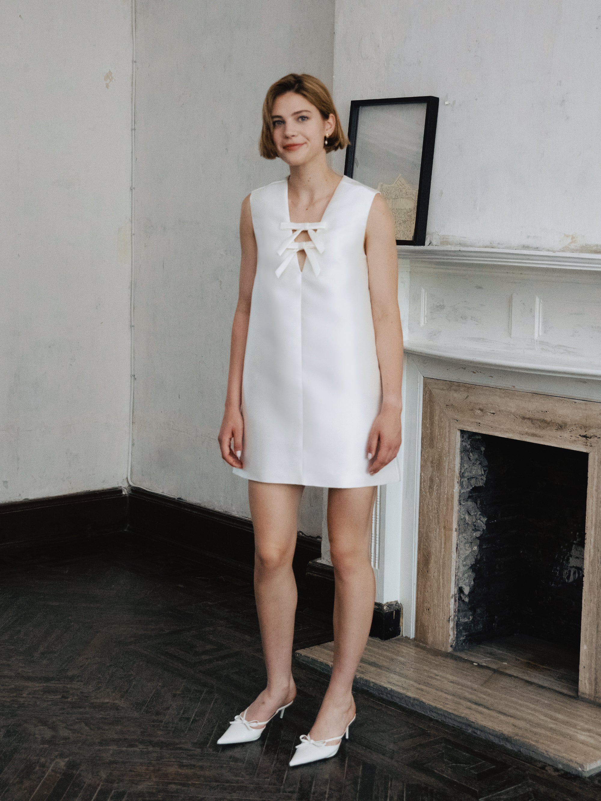 Satin Mini Wedding Dress for Civil Ceremony