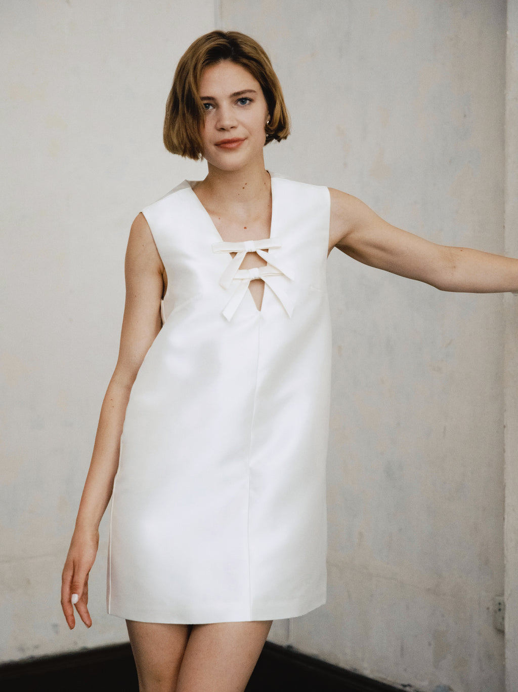Satin Mini Wedding Dress for Civil Ceremony