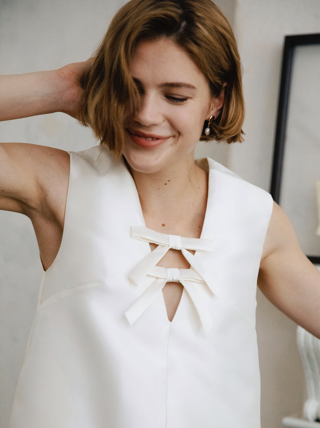 Satin Mini Wedding Dress for Civil Ceremony