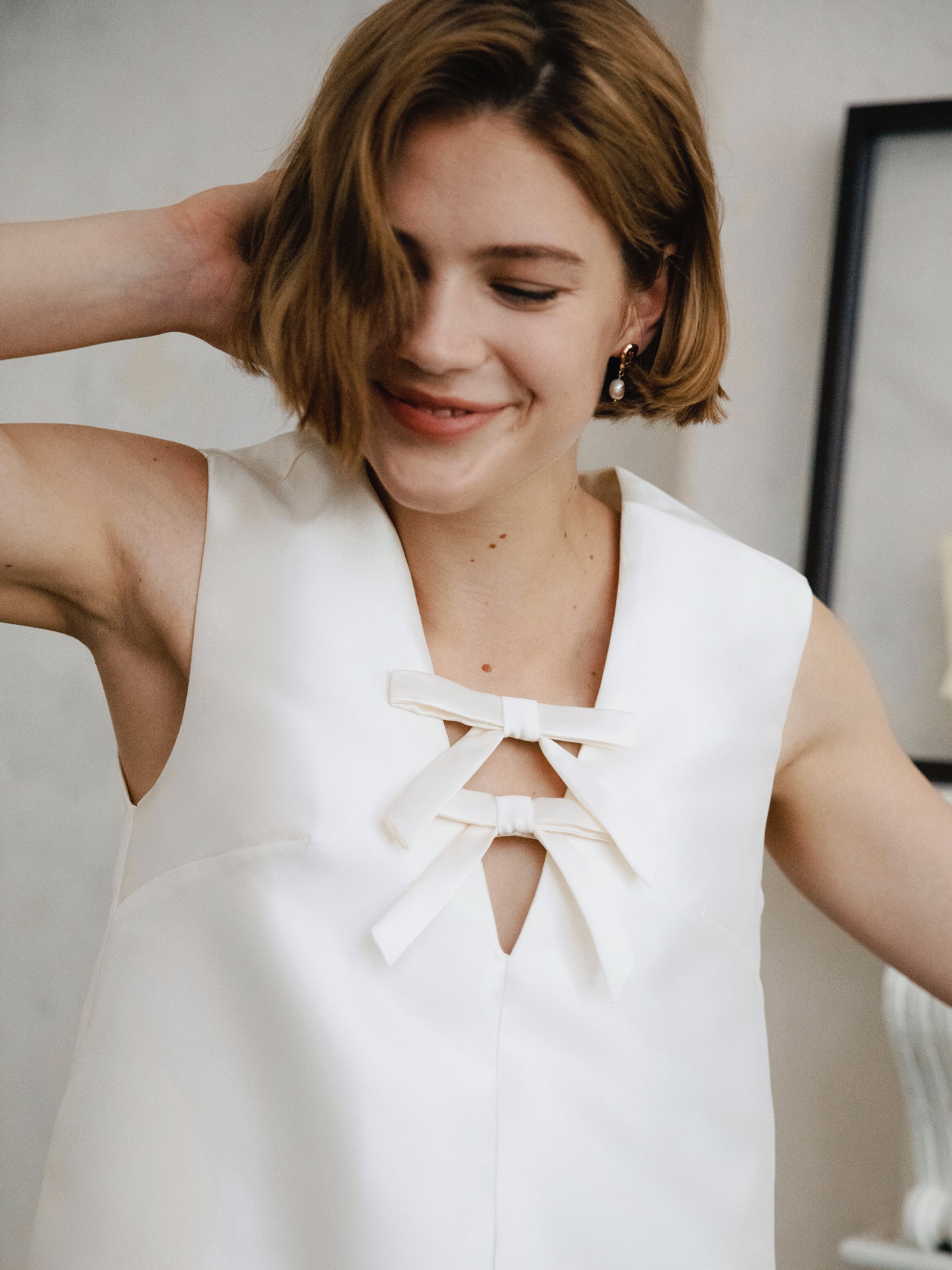 Satin Mini Wedding Dress for Civil Ceremony