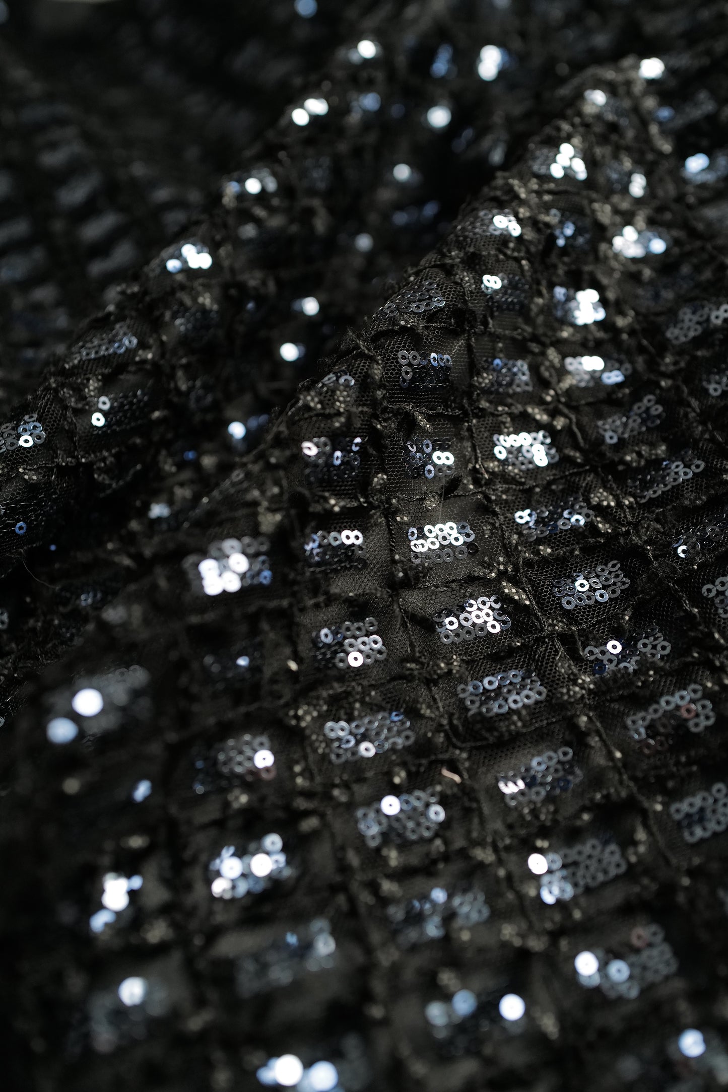 Dark Blue Lace Sequined  Top with Skirt