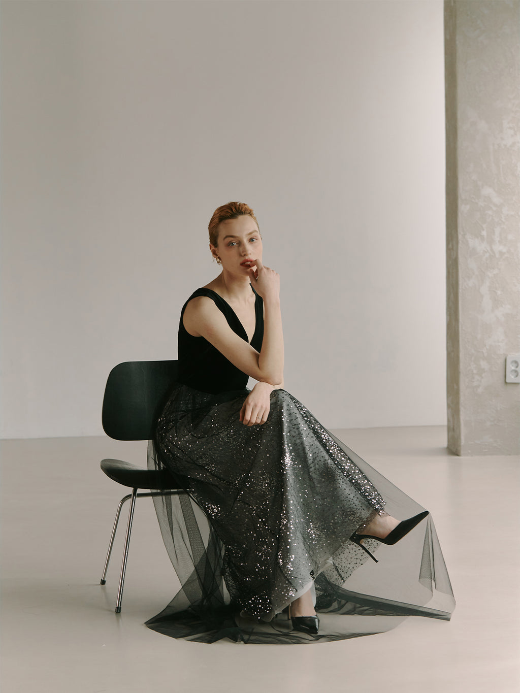 Minimalist Black Couture Dress