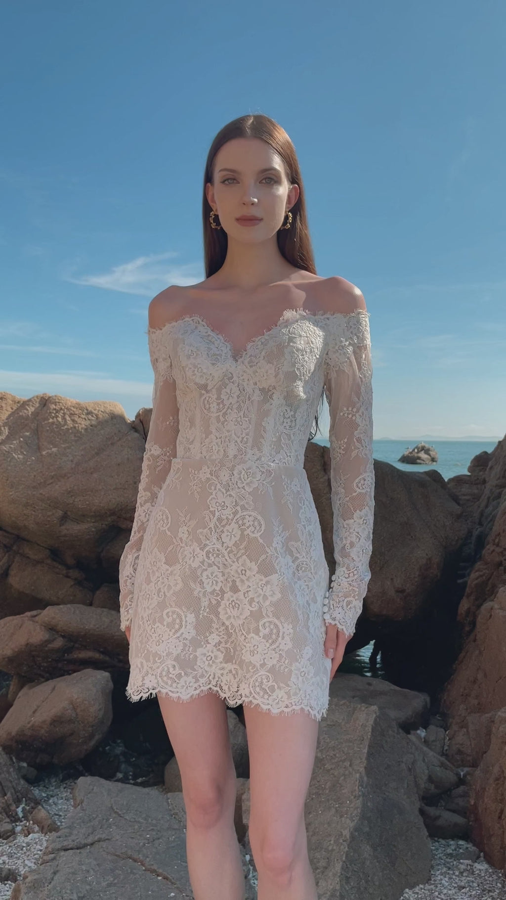 Lace Mini Wedding Dress - Bridal After Party Dress