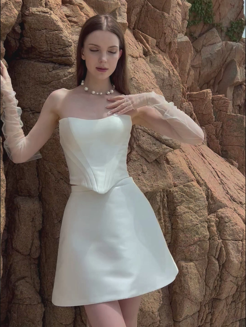 Corset Mini Skirt Two Piece Wedding Dress