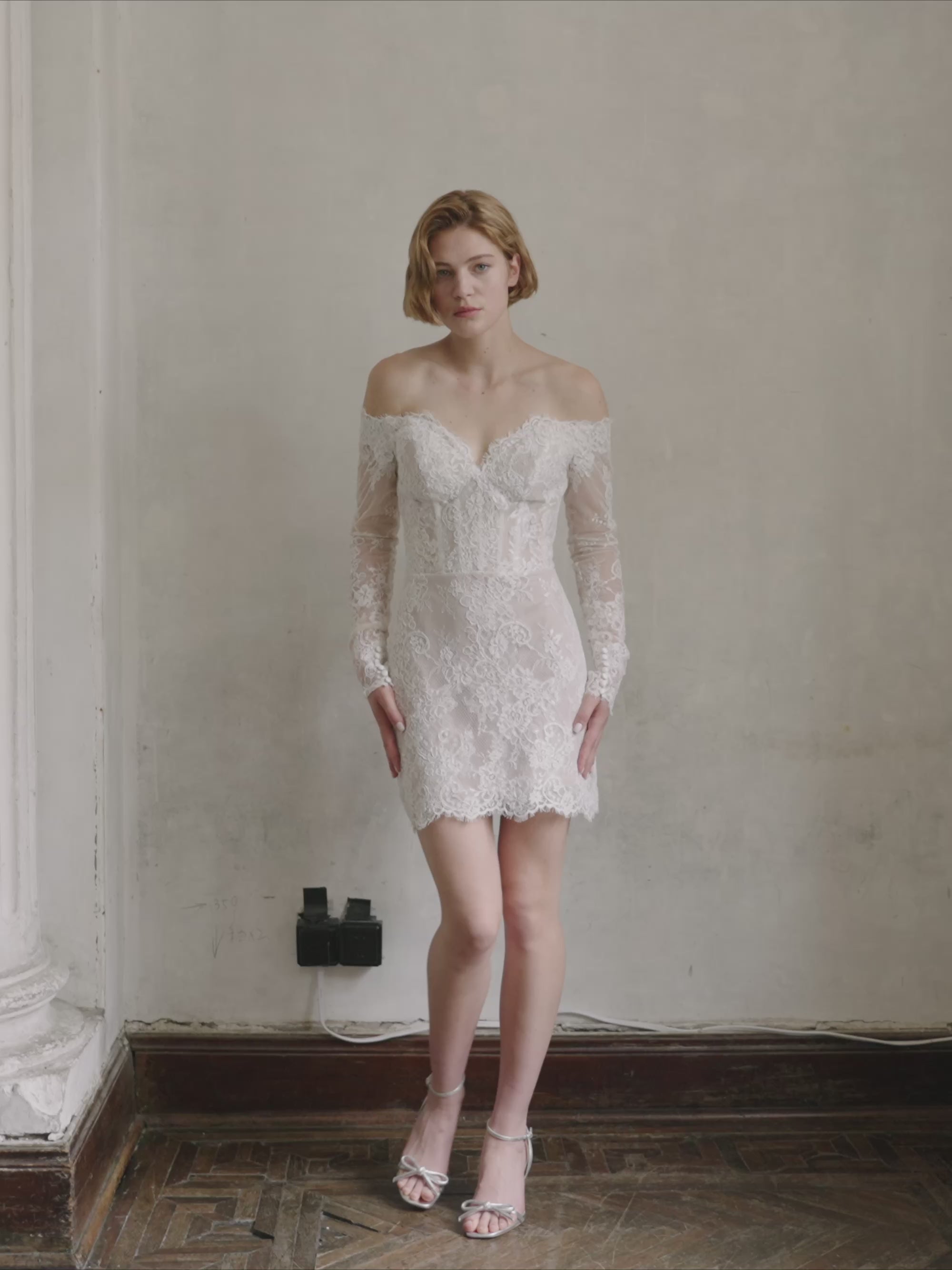 Short Lace Wedding Dress - Off Shoulder Party Dress