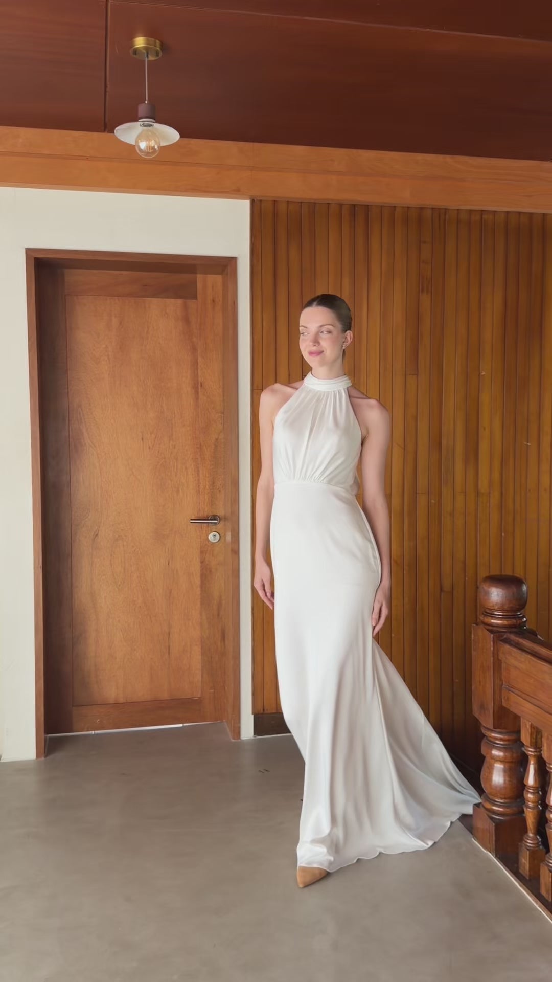 High Neck Crepe Wedding Dress