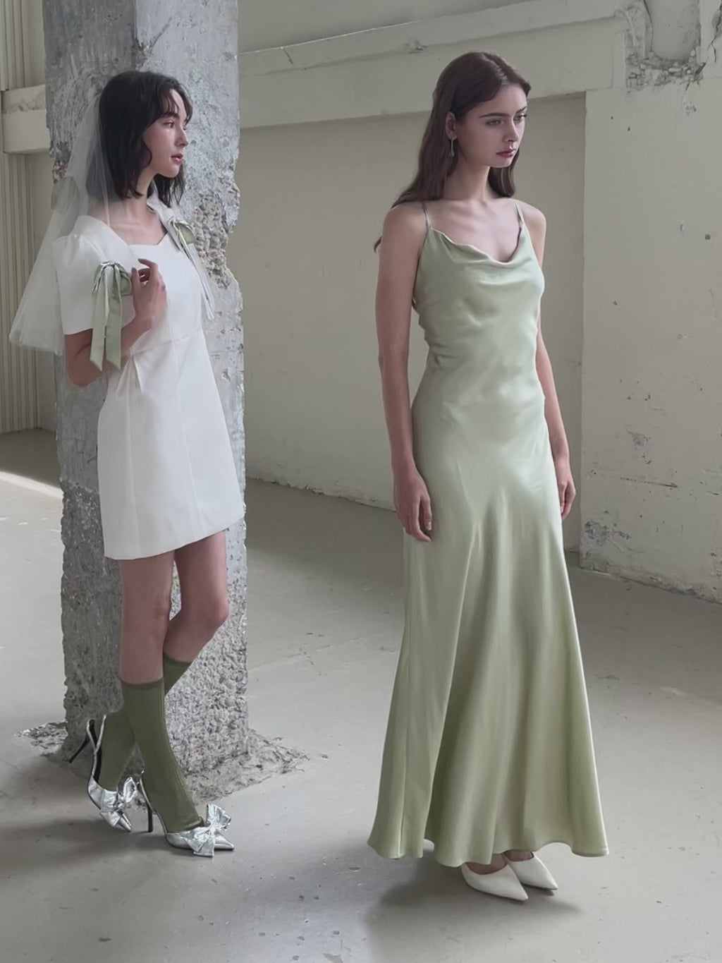 The Sage Green Silk Bias-Cut Gown