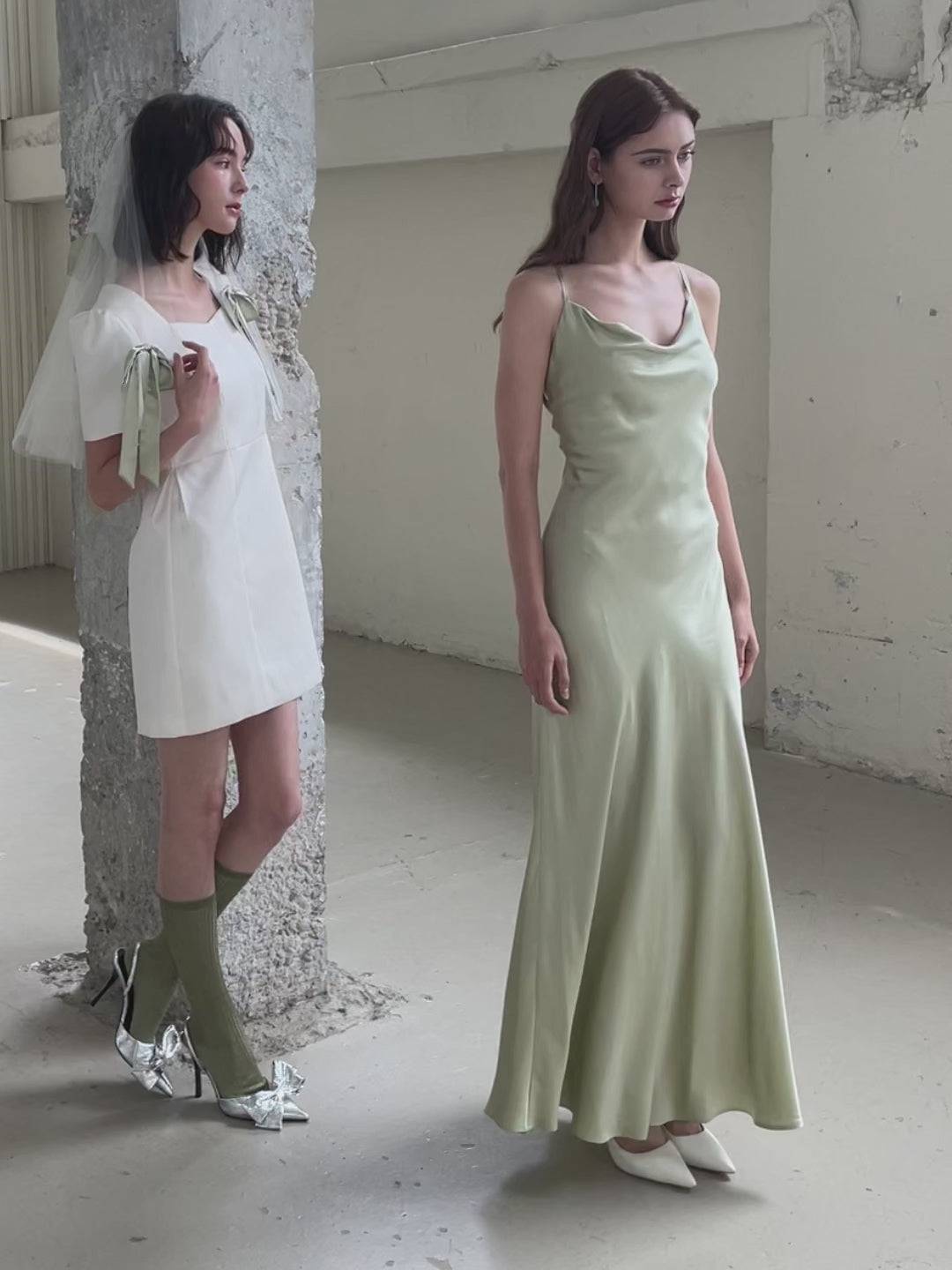 The Sage Green Silk Bias-Cut Gown