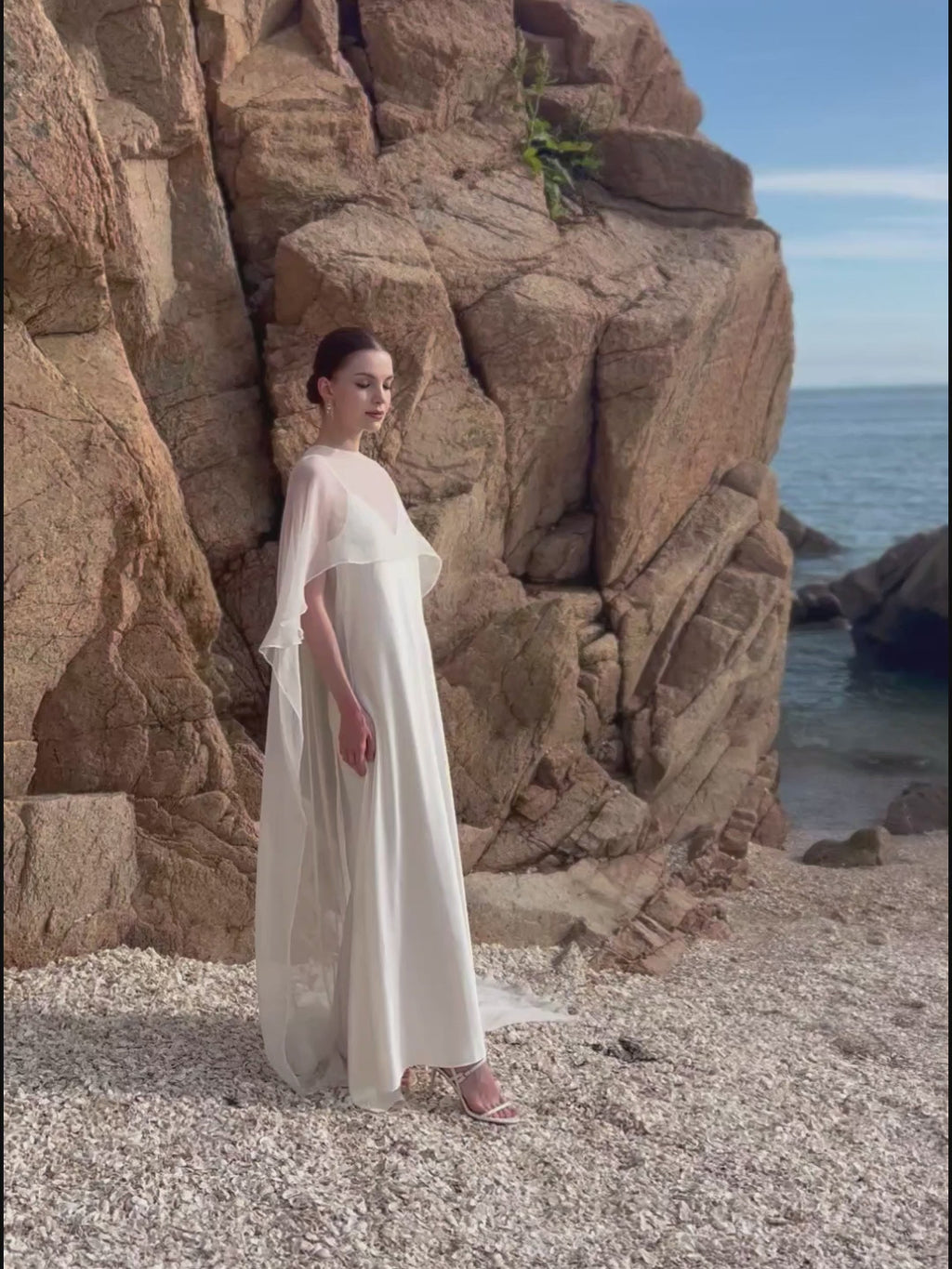 Crinkle Silk Bridal Cape Veil